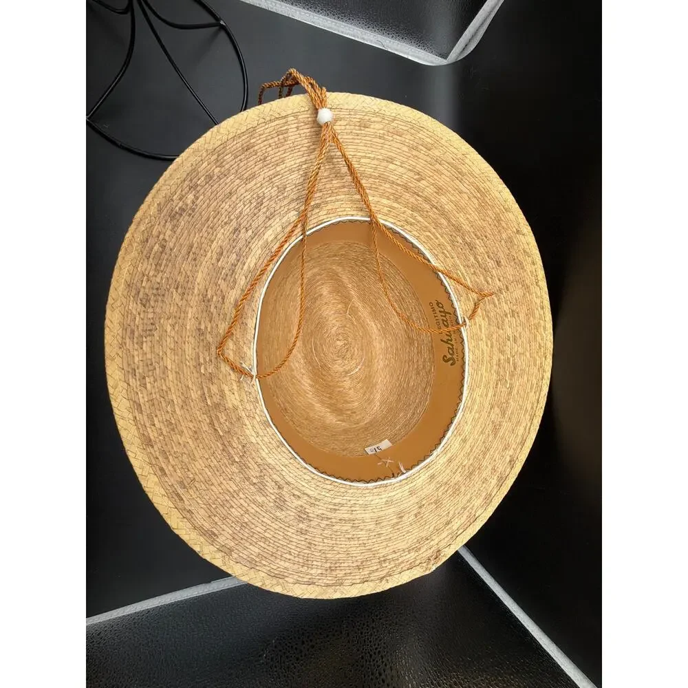 Legitimo Sahuayo Mexico Handwoven Palm Straw Cowboy Hat Western Ranch Natural
